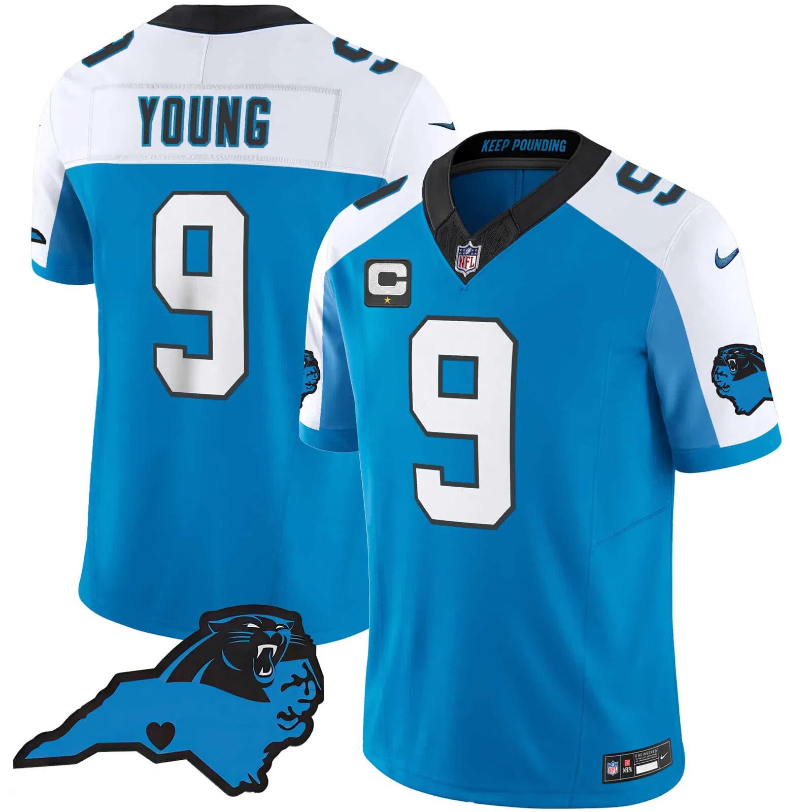 Men Carolina Panthers #9 Young Light Blue 2024 Nike Vapor Limited NFL Jersey->customized nfl jersey->Custom Jersey